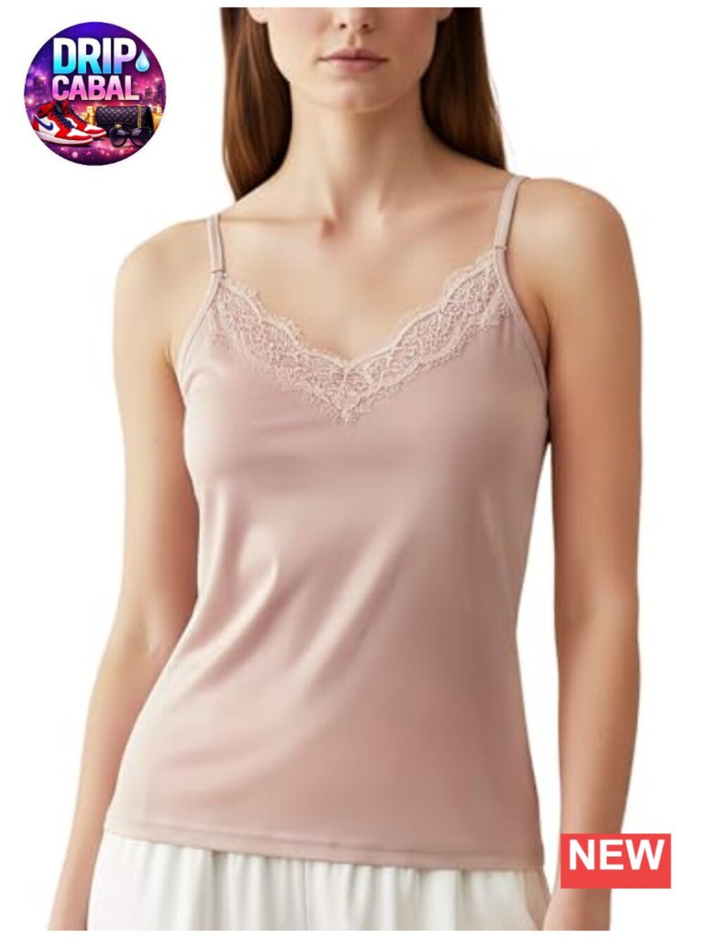 Mulberry Silk Knit Camisole Tank Top for Women Lace V-Neck Adjustable Spaghetti